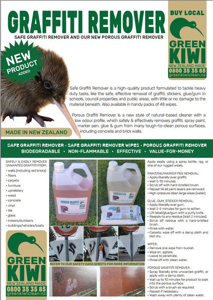 Graffiti Remover brochure. Safe, eco friendly and shipping NZ Wide